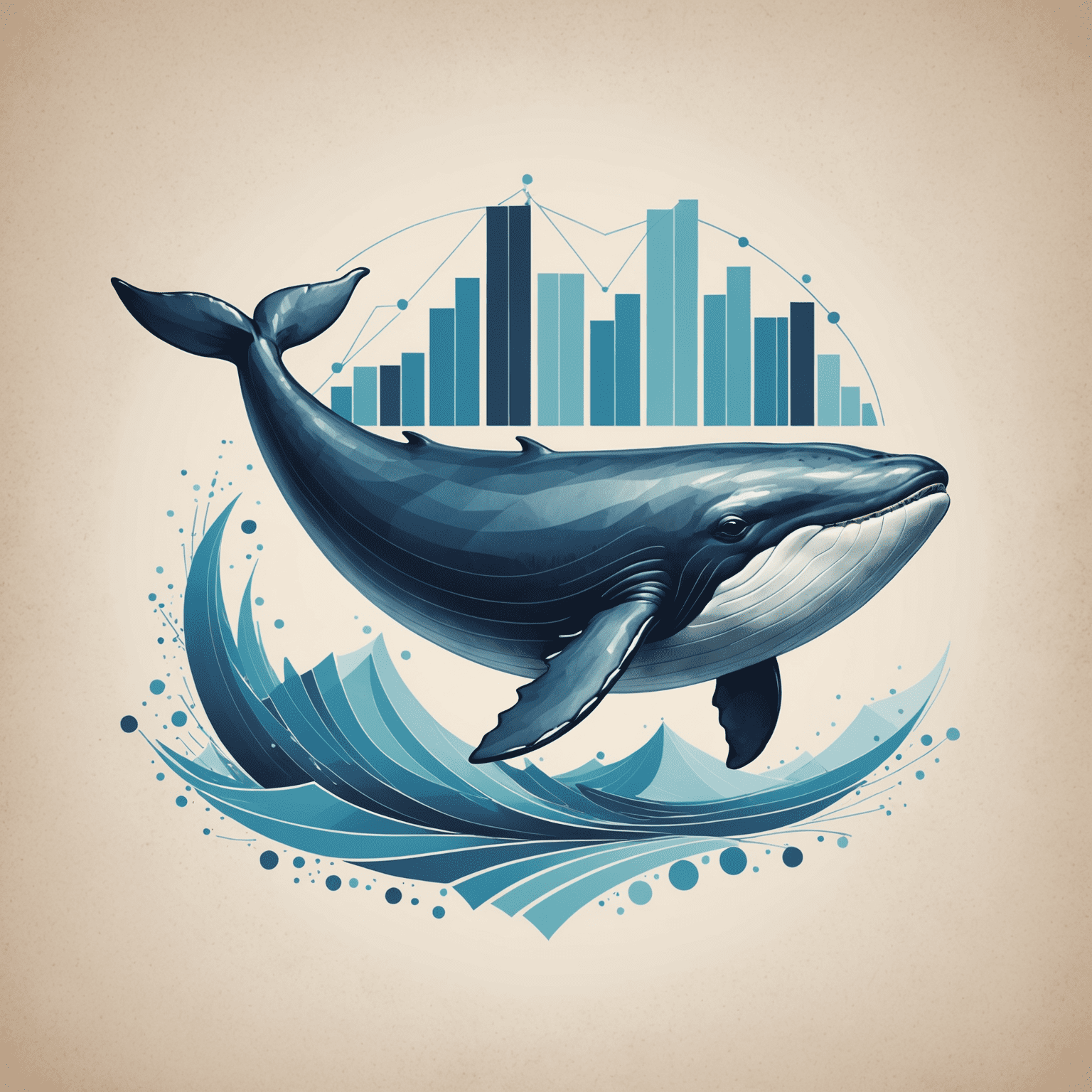 whaleeted Logo - Ein stilisierter Wal mit Finanzdiagrammen