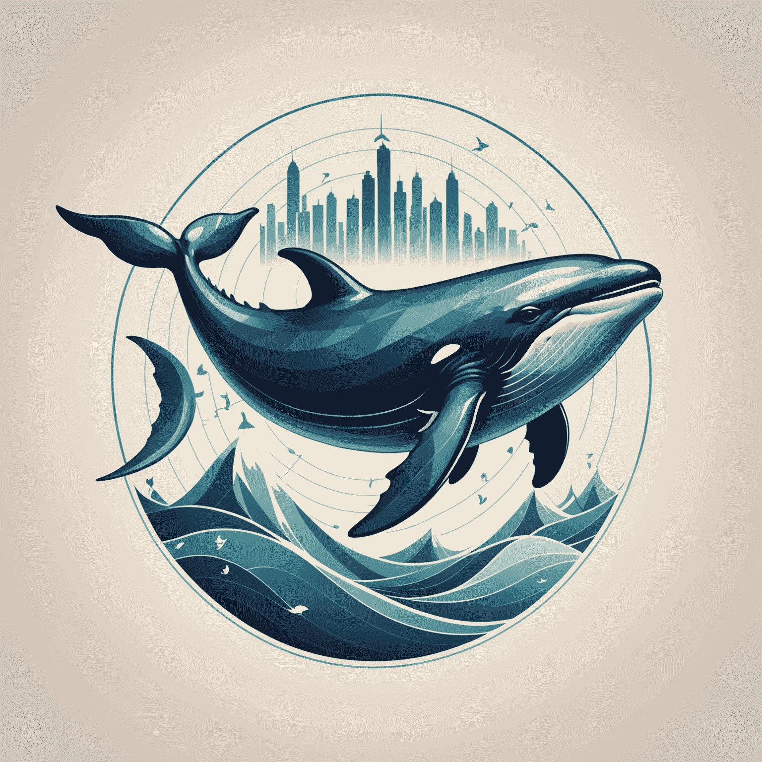 whaleeted Logo - Ein stilisierter Wal mit Finanzdiagrammen
