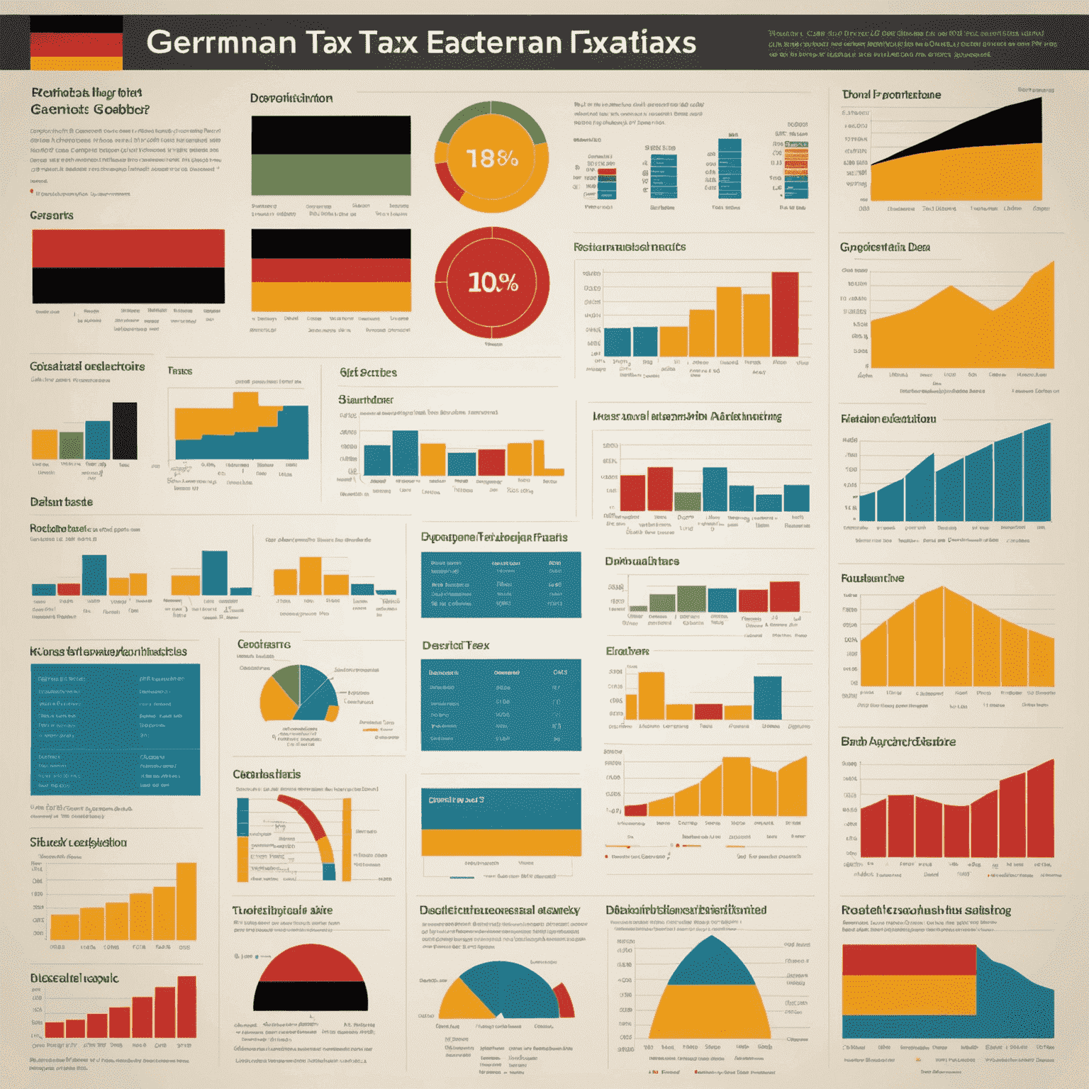 Infografik zum deutschen Steuersystem mit Darstellung verschiedener Steuerarten und ihrer Anteile